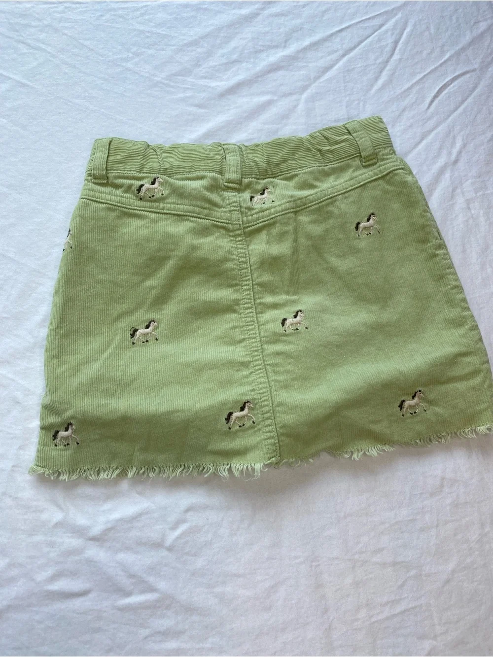 Gymboree Light Green Corduroy Skirt/Skort Horse Embroidery Adjustable Waistband